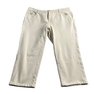 Dream Jeannes by Quacker Factory Womens Beige Embellished Stretch Pants Size 18W